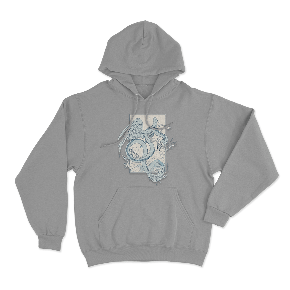 Flamingo Dragon Unisex Hoodie Grey Flamingo Dragon Unisex Hoodie Grey