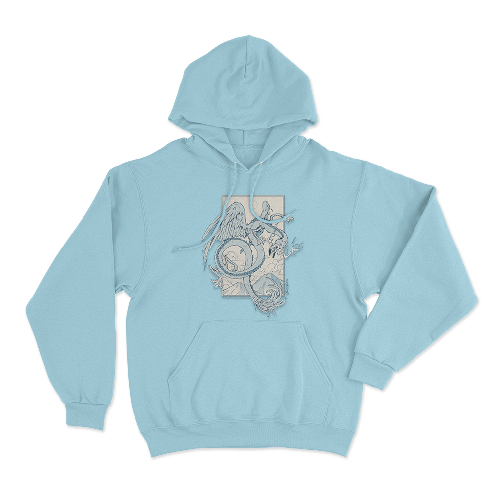 Flamingo Dragon Unisex Hoodie Sky Blue Flamingo Dragon Unisex Hoodie Sky Blue