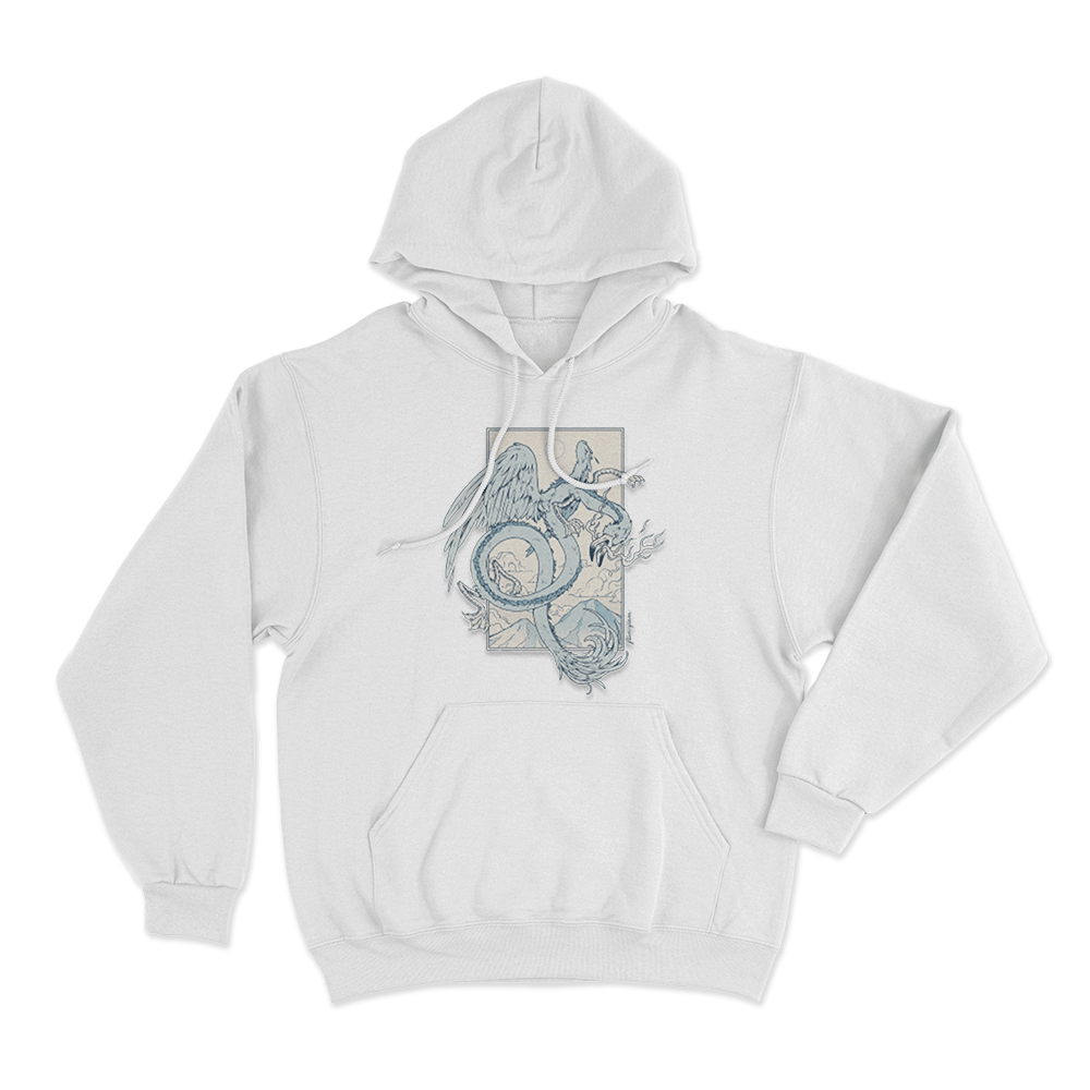 Flamingo Dragon Unisex Hoodie White Flamingo Dragon Unisex Hoodie White