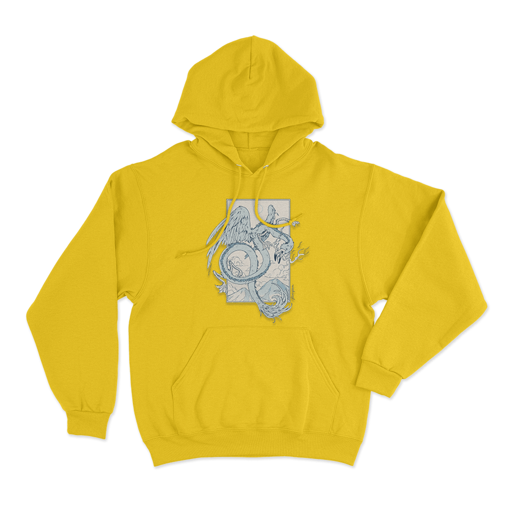 Flamingo Dragon Unisex Hoodie Yellow Flamingo Dragon Unisex Hoodie Yellow