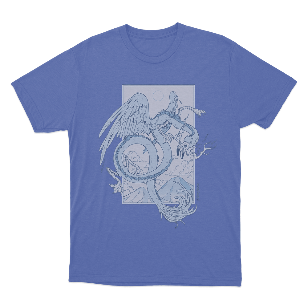 Flamingo Dragon Unisex T Shirt Blue Flamingo Dragon Unisex T Shirt Blue