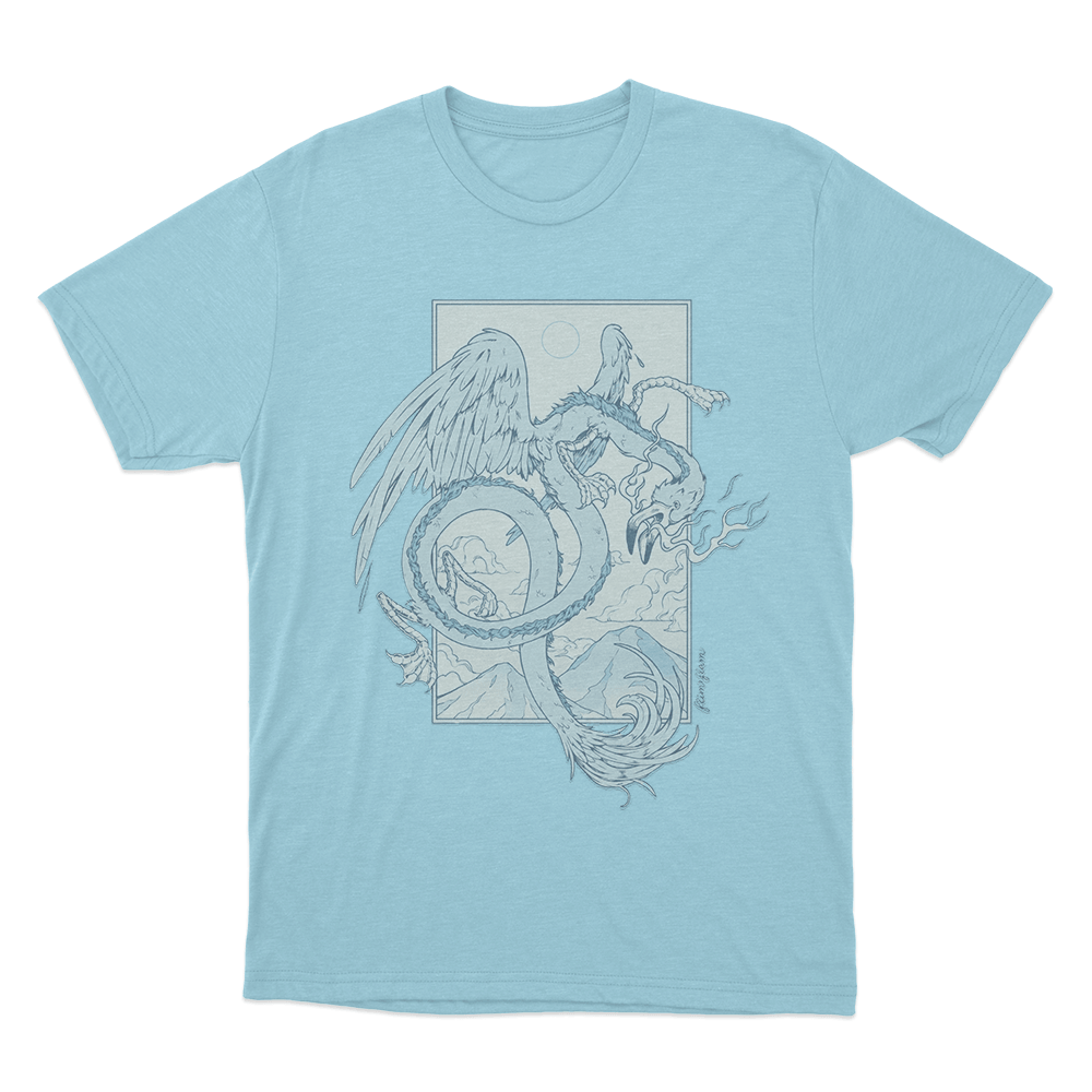 Flamingo Dragon Unisex T Shirt Sky Blue Flamingo Dragon Unisex T Shirt Sky Blue